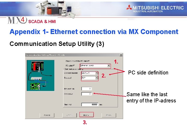 Industrial Automation SCADA & HMI Appendix 1 - Ethernet connection via MX Component Communication