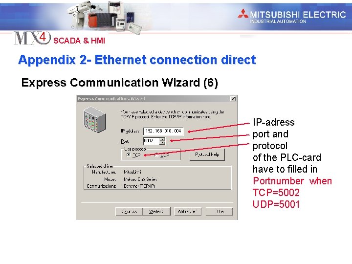 Industrial Automation SCADA & HMI Appendix 2 - Ethernet connection direct Express Communication Wizard