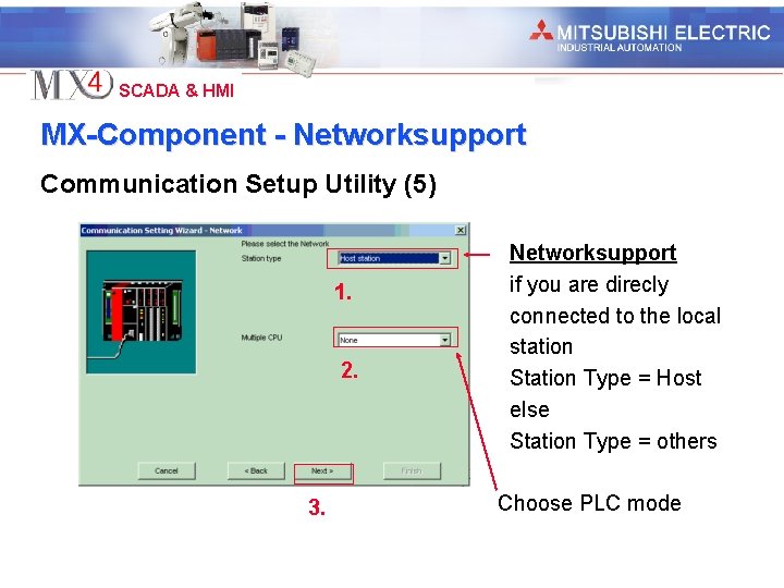 Industrial Automation SCADA & HMI MX-Component - Networksupport Communication Setup Utility (5) 1. 2.