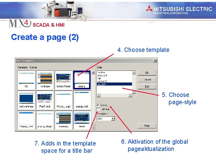 Industrial Automation SCADA & HMI Create a page (2) 4. Choose template 5. Choose