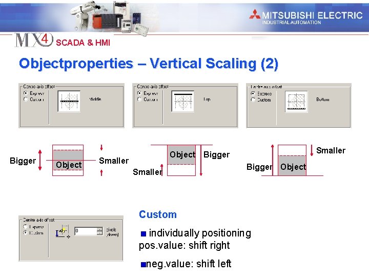 Industrial Automation SCADA & HMI Objectproperties – Vertical Scaling (2) Bigger Object Smaller Bigger