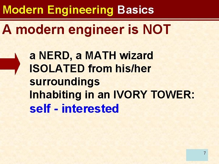 Modern Engineering Basics A modern engineer is NOT a NERD, a MATH wizard ISOLATED
