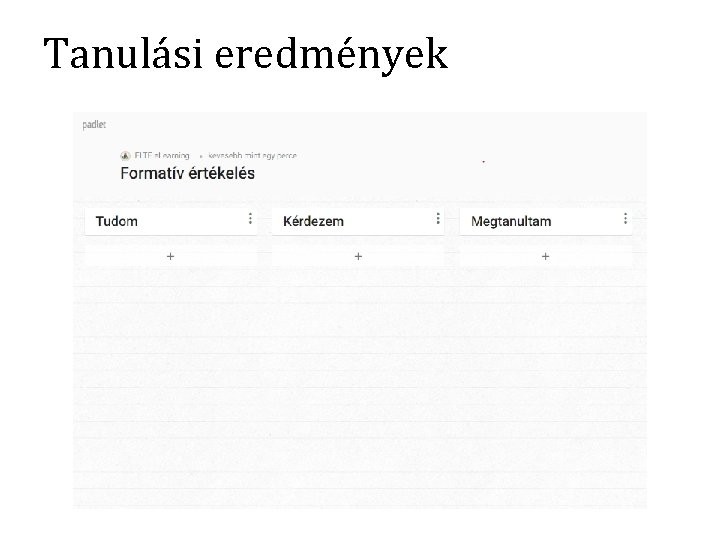 Tanulási eredmények 