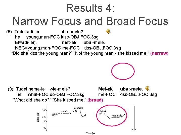Results 4: Narrow Focus and Broad Focus (8) Tudel adi-leŋ uba: -mele? he young.