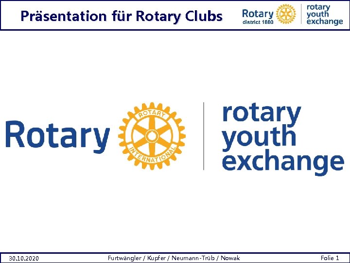 Präsentation für Rotary Clubs 30. 10. 2020 Furtwängler / Kupfer / Neumann-Trüb / Nowak