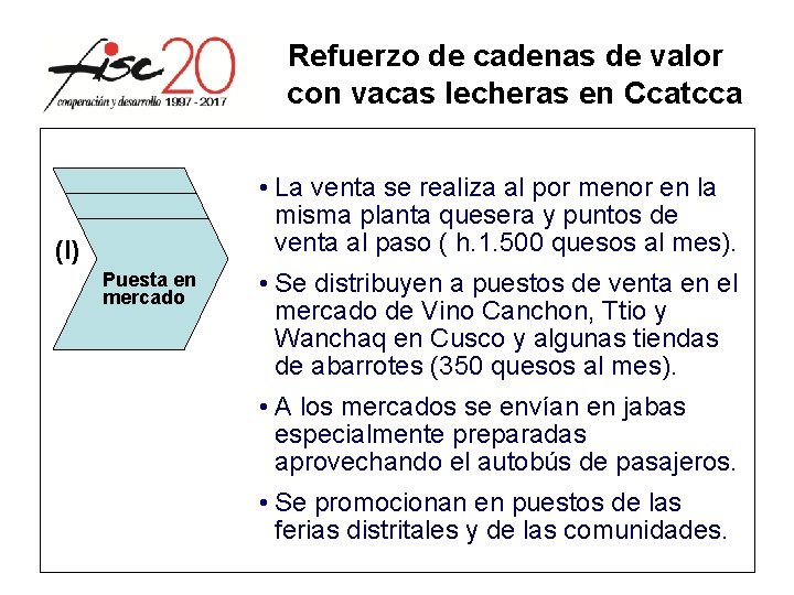 Refuerzo de cadenas de valor con vacas lecheras en Ccatcca • La venta se