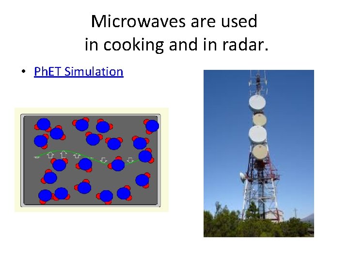 Microwaves are used in cooking and in radar. • Ph. ET Simulation 