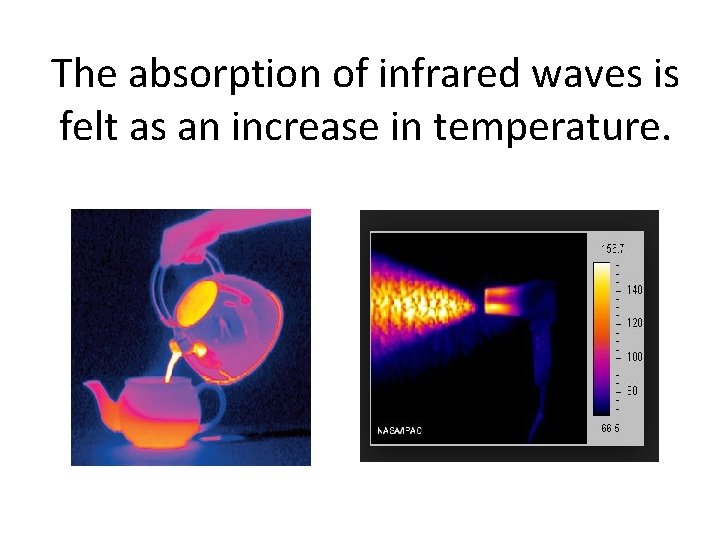 The absorption of infrared waves is felt as an increase in temperature. 