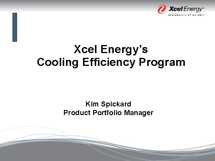 Xcel Energy’s Cooling Efficiency Program Kim Spickard Product Portfolio Manager 