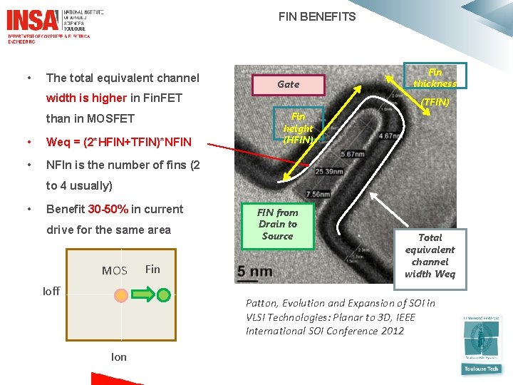  FIN BENEFITS • The total equivalent channel Gate width is higher in Fin.