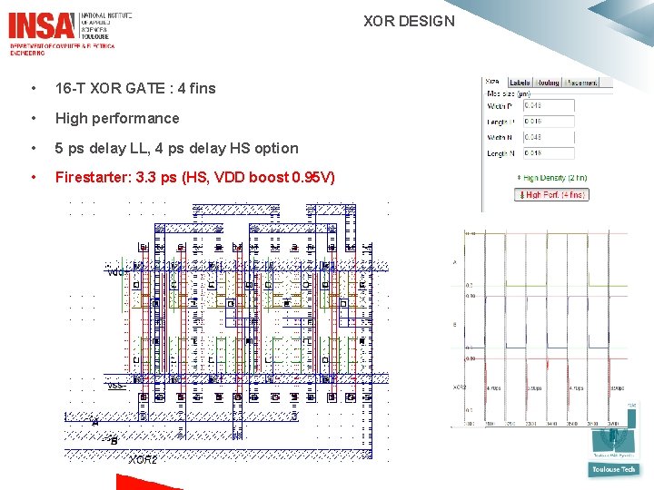  XOR DESIGN • 16 -T XOR GATE : 4 fins • High performance