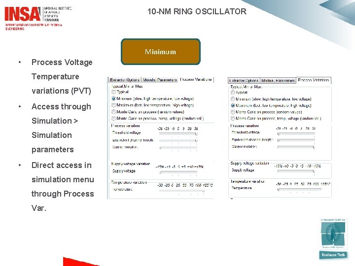  10 -NM RING OSCILLATOR Minimum • Process Voltage Temperature variations (PVT) • Access