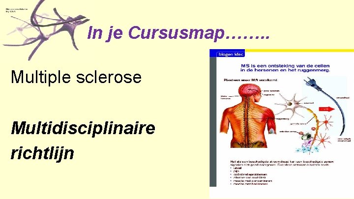 In je Cursusmap……. . Multiple sclerose Multidisciplinaire richtlijn 