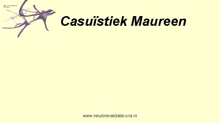 Casuïstiek Maureen www. neurorevalidatie-cna. nl 