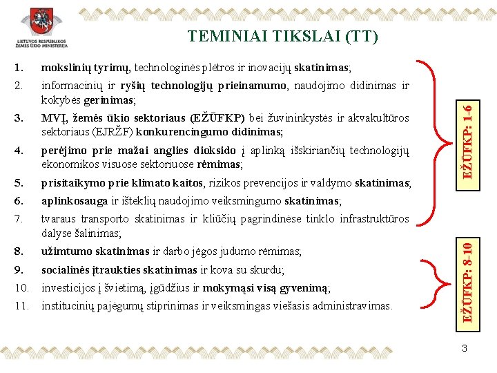 mokslinių tyrimų, technologinės plėtros ir inovacijų skatinimas; 2. informacinių ir ryšių technologijų prieinamumo, naudojimo