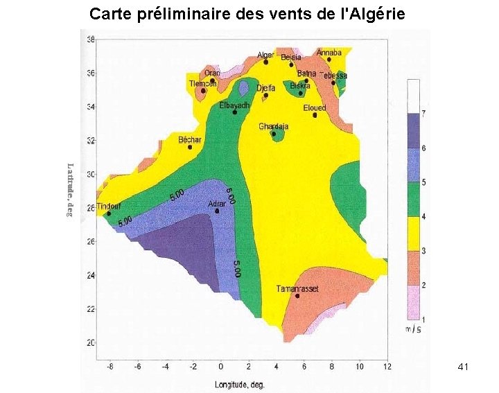 Carte préliminaire des vents de l'Algérie 41 