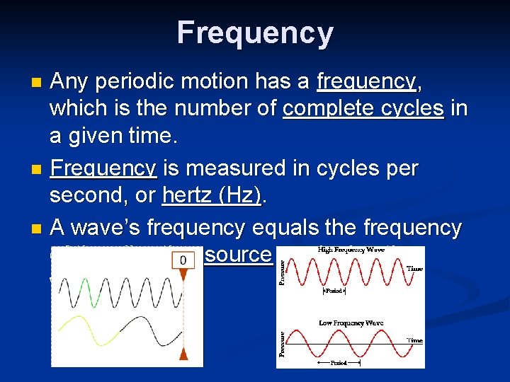 Frequency Any periodic motion has a frequency, which is the number of complete cycles
