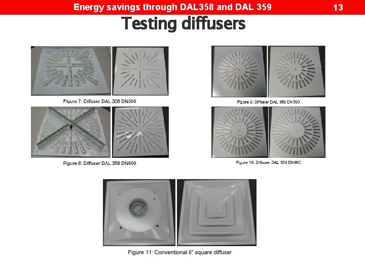 Energy savings through DAL 358 and DAL 359 Testing diffusers 13 