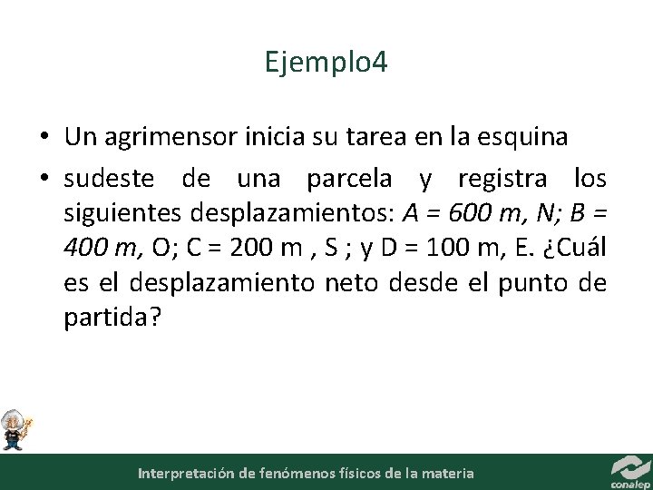 Ejemplo 4 • Un agrimensor inicia su tarea en la esquina • sudeste de