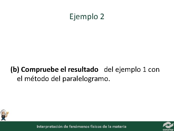 Ejemplo 2 (b) Compruebe el resultado del ejemplo 1 con el método del paralelogramo.