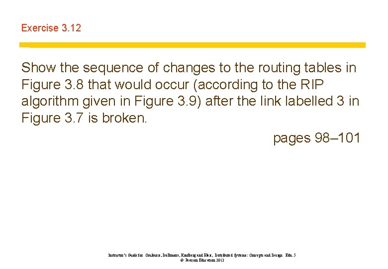 Exercise 3. 12 Show the sequence of changes to the routing tables in Figure