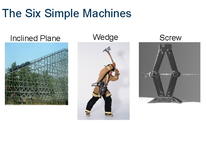 The Six Simple Machines Inclined Plane Wedge Screw 