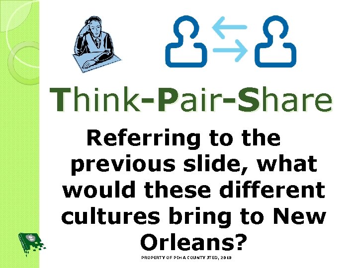 Think-Pair-Share Referring to the previous slide, what would these different cultures bring to New