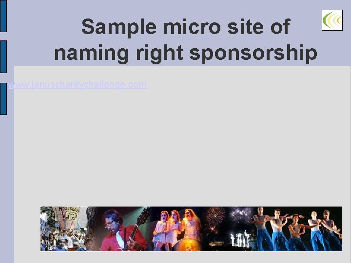 Sample micro site of naming right sponsorship www. januscharitychallenge. com 