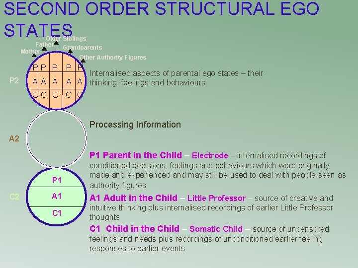 SECOND ORDER STRUCTURAL EGO STATES Older Siblings Father Grandparents Mother Other Authority Figures PP