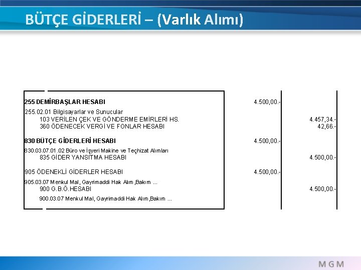 BÜTÇE GİDERLERİ – (Varlık Alımı) 255 DEMİRBAŞLAR HESABI 255. 02. 01 Bilgisayarlar ve Sunucular BÜTÇE GİDERLERİ – (Varlık Alımı) 255 DEMİRBAŞLAR HESABI 255. 02. 01 Bilgisayarlar ve Sunucular