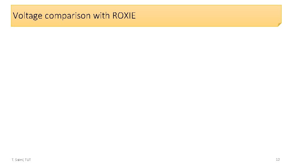 Voltage comparison with ROXIE T. Salmi, TUT 12 