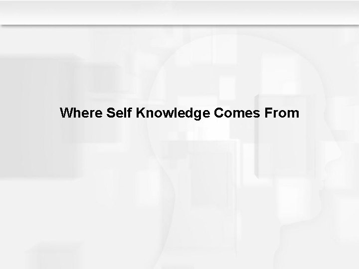 Where Self Knowledge Comes From 
