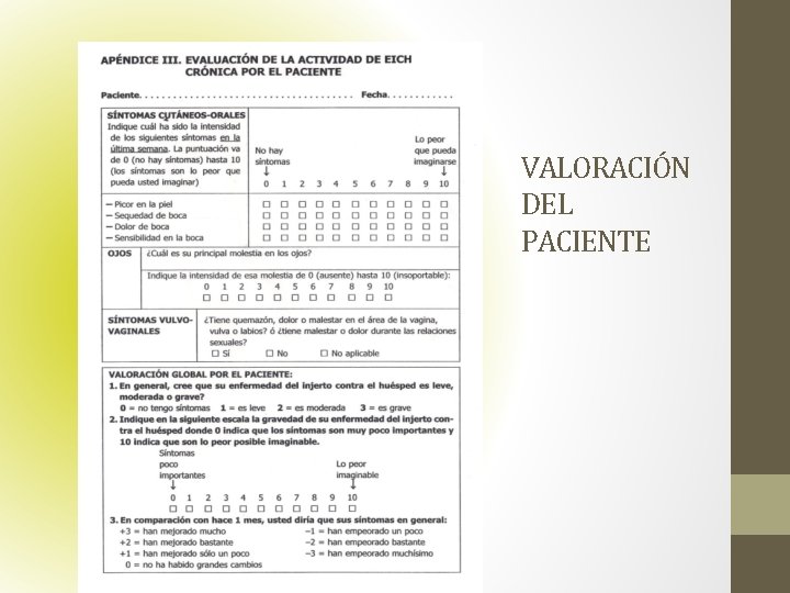 VALORACIÓN DEL PACIENTE 