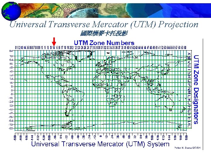 Universal Transverse Mercator (UTM) Projection 國際橫麥卡托投影 