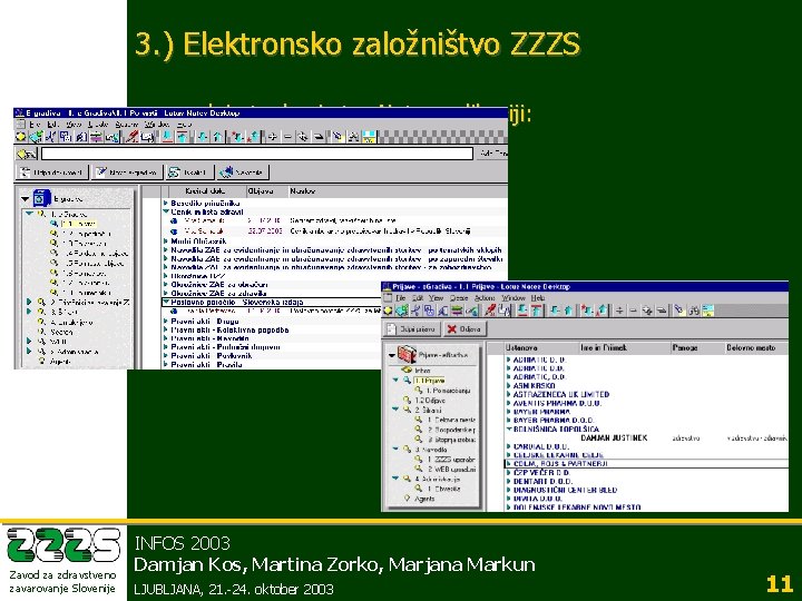 3. ) Elektronsko založništvo ZZZS podpirata dve Lotus Notes aplikaciji: Zavod za zdravstveno zavarovanje