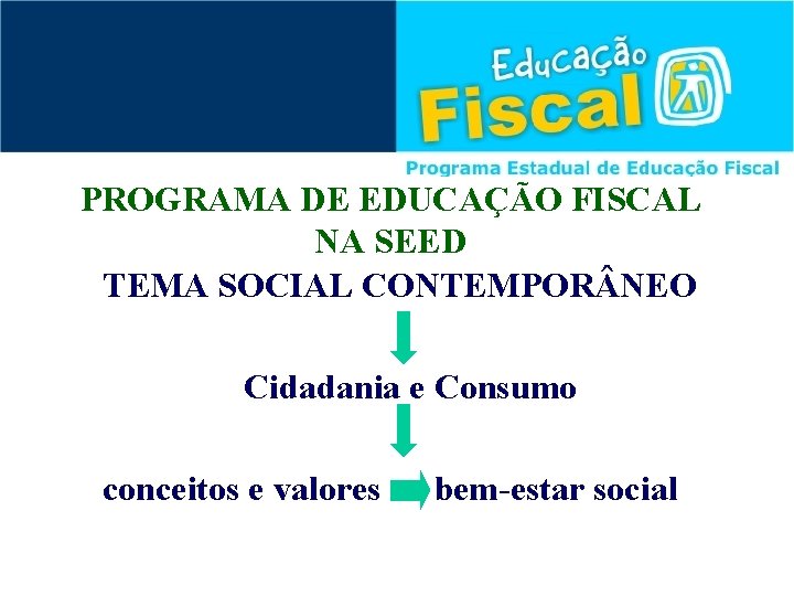 PROGRAMA DE EDUCAÇÃO FISCAL NA SEED TEMA SOCIAL CONTEMPOR NEO Cidadania e Consumo conceitos