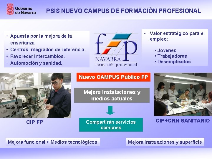 PSIS NUEVO CAMPUS DE FORMACIÓN PROFESIONAL • Valor estratégico para el empleo: • Apuesta