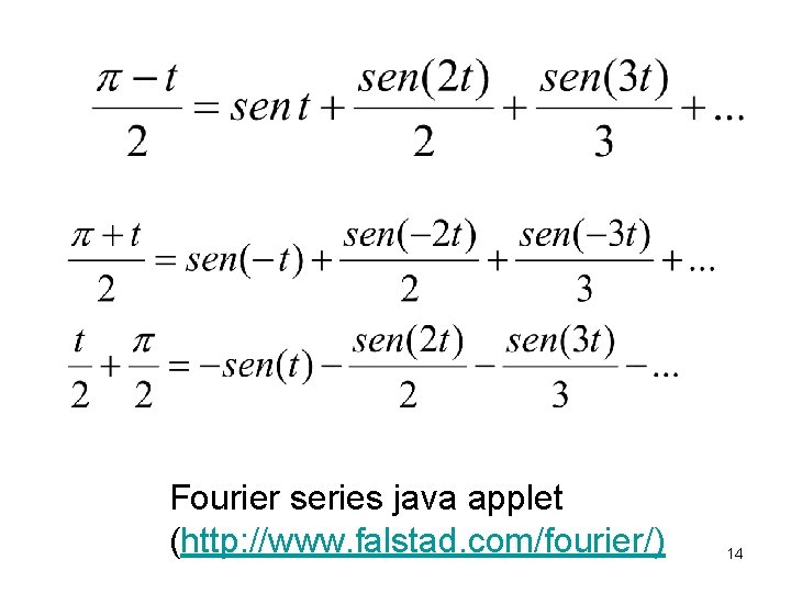 Fourier series java applet (http: //www. falstad. com/fourier/) 14 