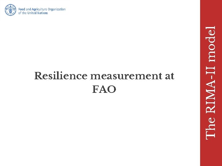 The RIMA-II model Resilience measurement at FAO 