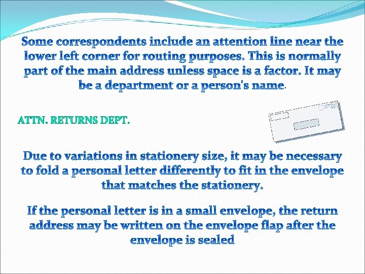 Envelope All Envelopes Include The Following Elements For