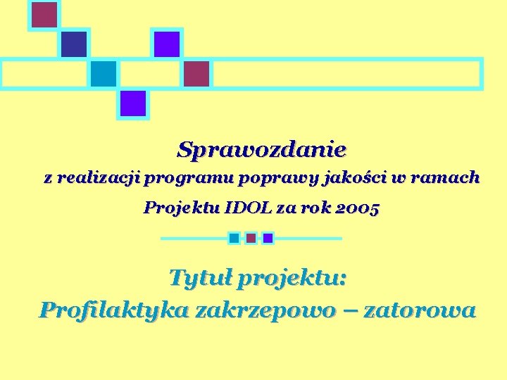 Sprawozdanie z realizacji programu poprawy jakości w ramach Projektu IDOL za rok 2005 Tytuł