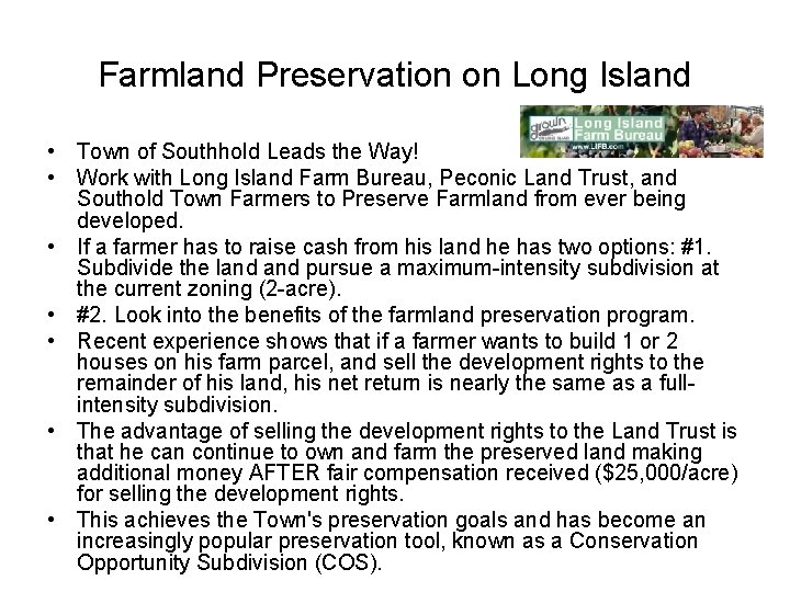 Farmland Preservation on Long Island • Town of Southhold Leads the Way! • Work