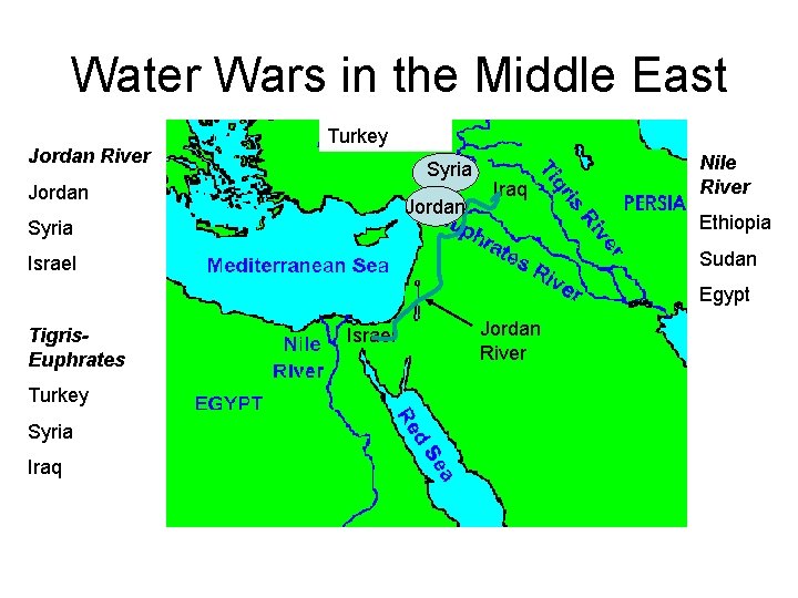 Water Wars in the Middle East Jordan River Turkey Syria Jordan Syria Iraq Nile