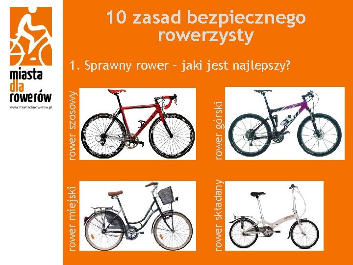 10 zasad bezpiecznego rowerzysty rower szosowy rower górski rower miejski rower składany 1. Sprawny