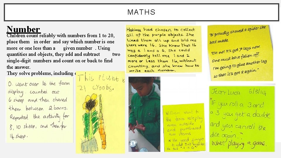 MATHS Number Children count reliably with numbers from 1 to 20, place them in