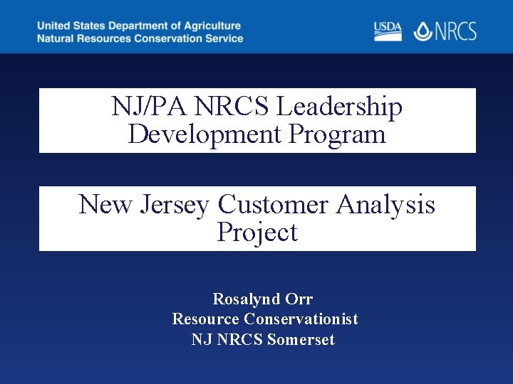 NJPA NRCS Leadership Development Program New Jersey Customer