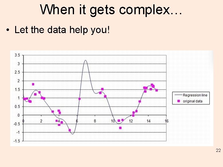 When it gets complex… • Let the data help you! 22 