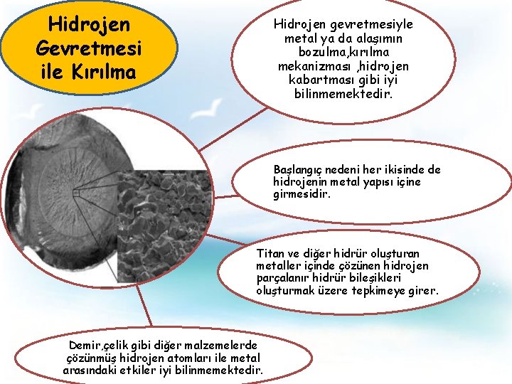 Hidrojen Gevretmesi ile Kırılma Hidrojen gevretmesiyle metal ya da alaşımın bozulma, kırılma mekanizması ,