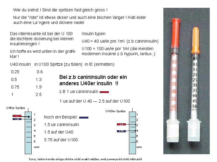 Wie du siehst ! Sind die spritzen fast gleich gross ! Nur die “rote”