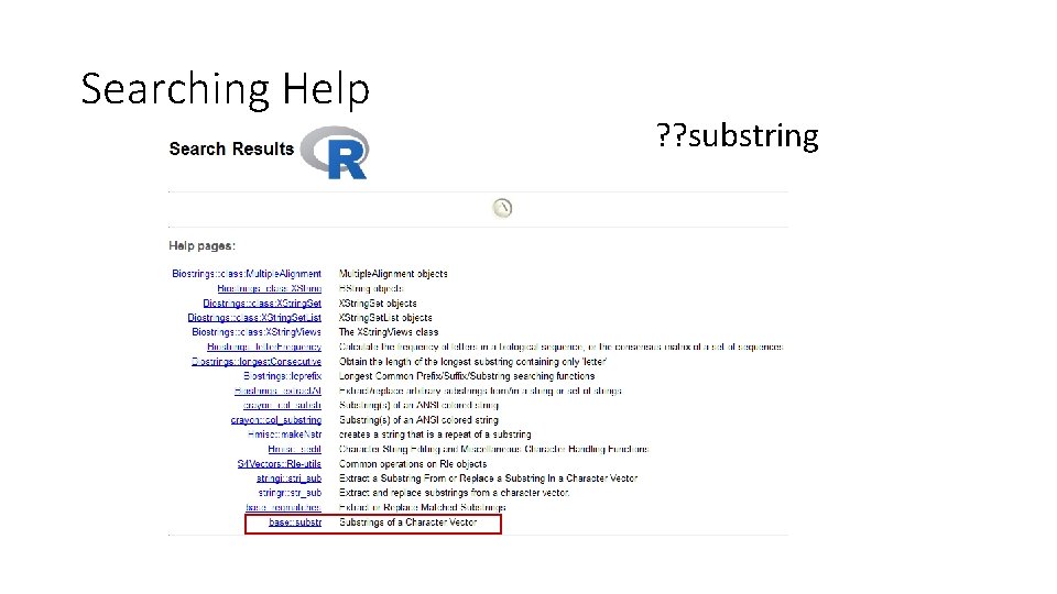 Searching Help ? ? substring 